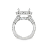 18K White Gold Halo Round Natural Diamonds Engagement Ring