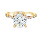 14K Yellow Gold Classic Round Natural Diamonds Engagement Ring