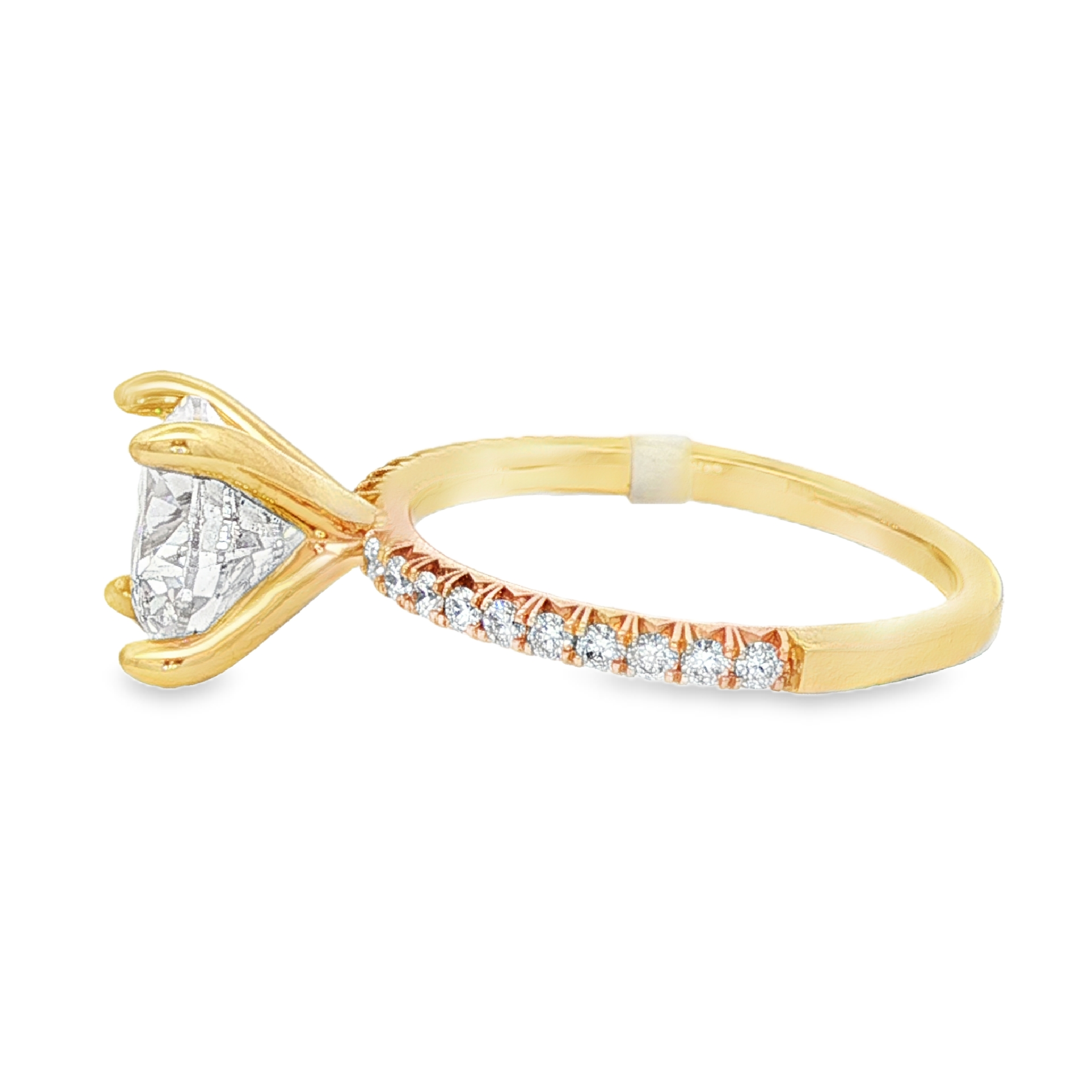 14K Yellow Gold Classic Round Natural Diamonds Engagement Ring