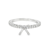 14K White Gold Classic Round Natural Diamonds Engagement Ring
