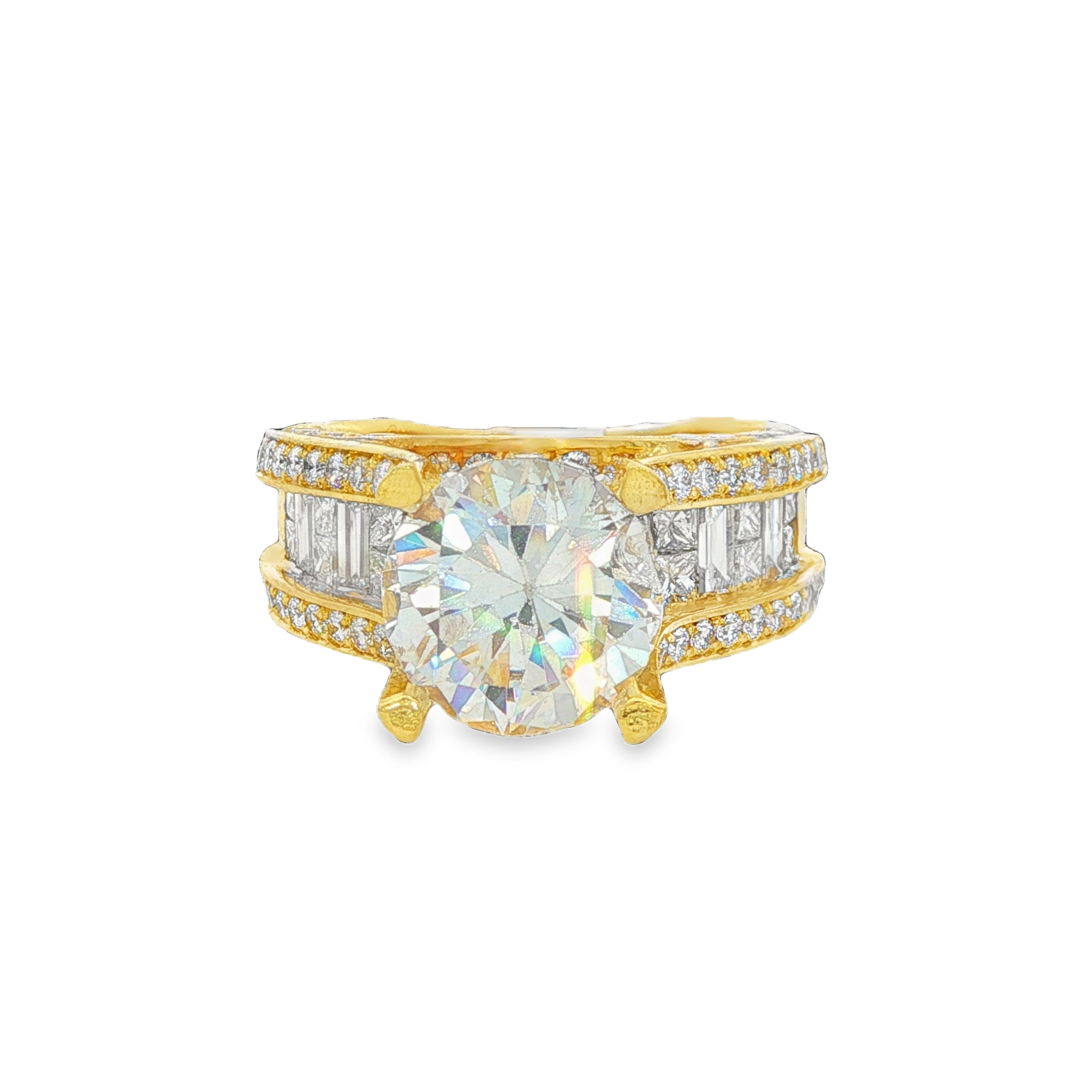 18K Yellow Gold Hidden Halo Round Diamond Engagement Ring