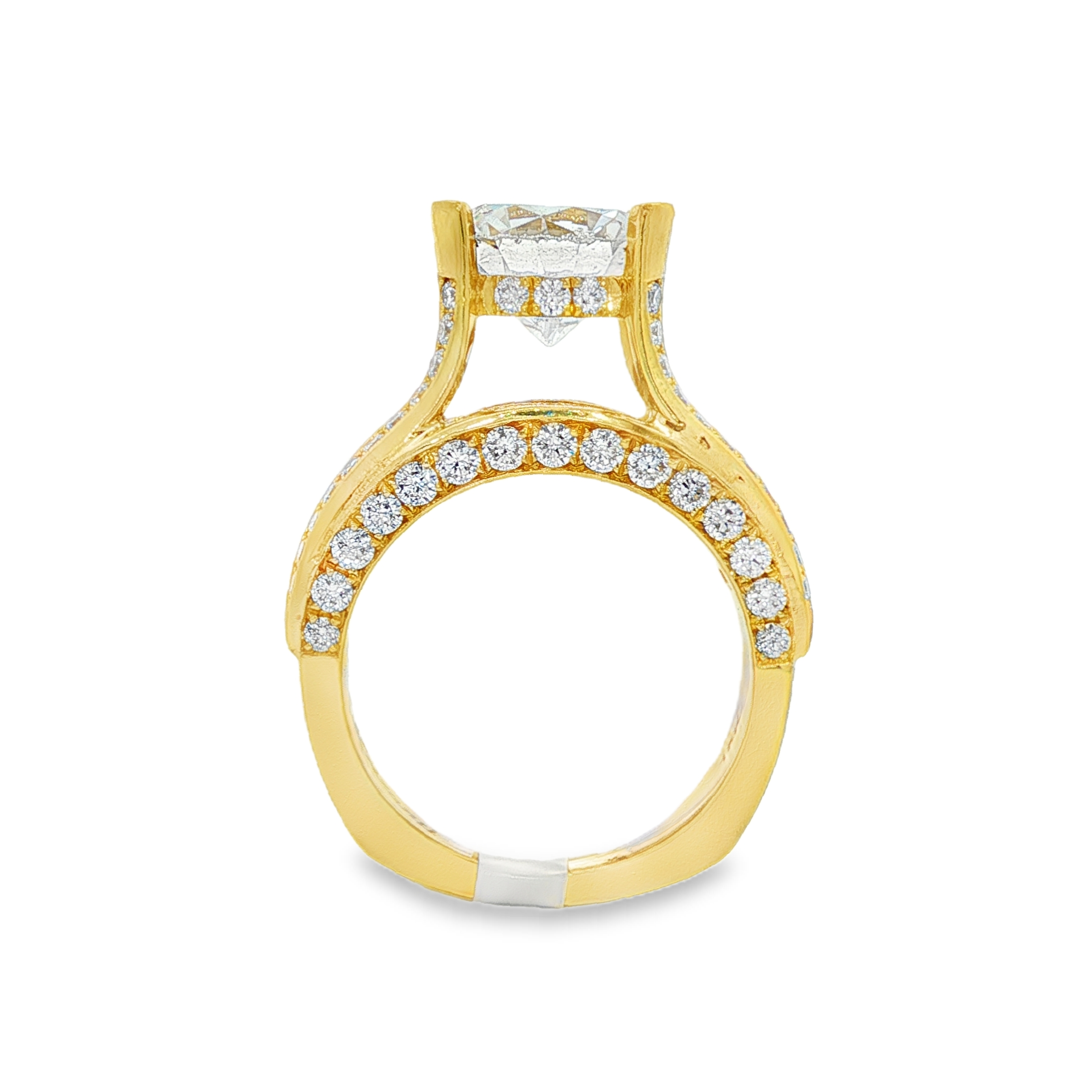 18K Yellow Gold Hidden Halo Round Diamond Engagement Ring