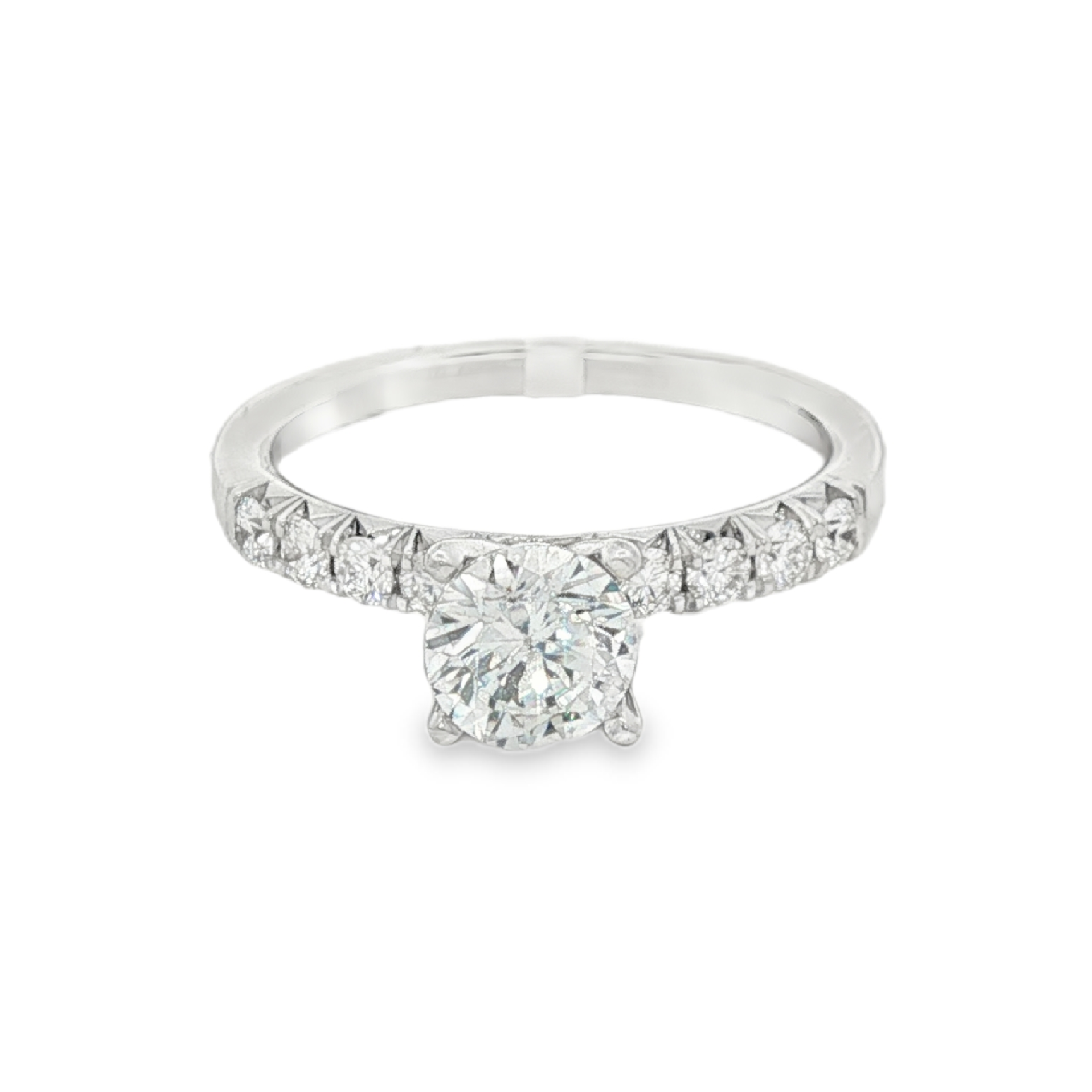 14K White Gold Classic Round Diamond Engagement Ring