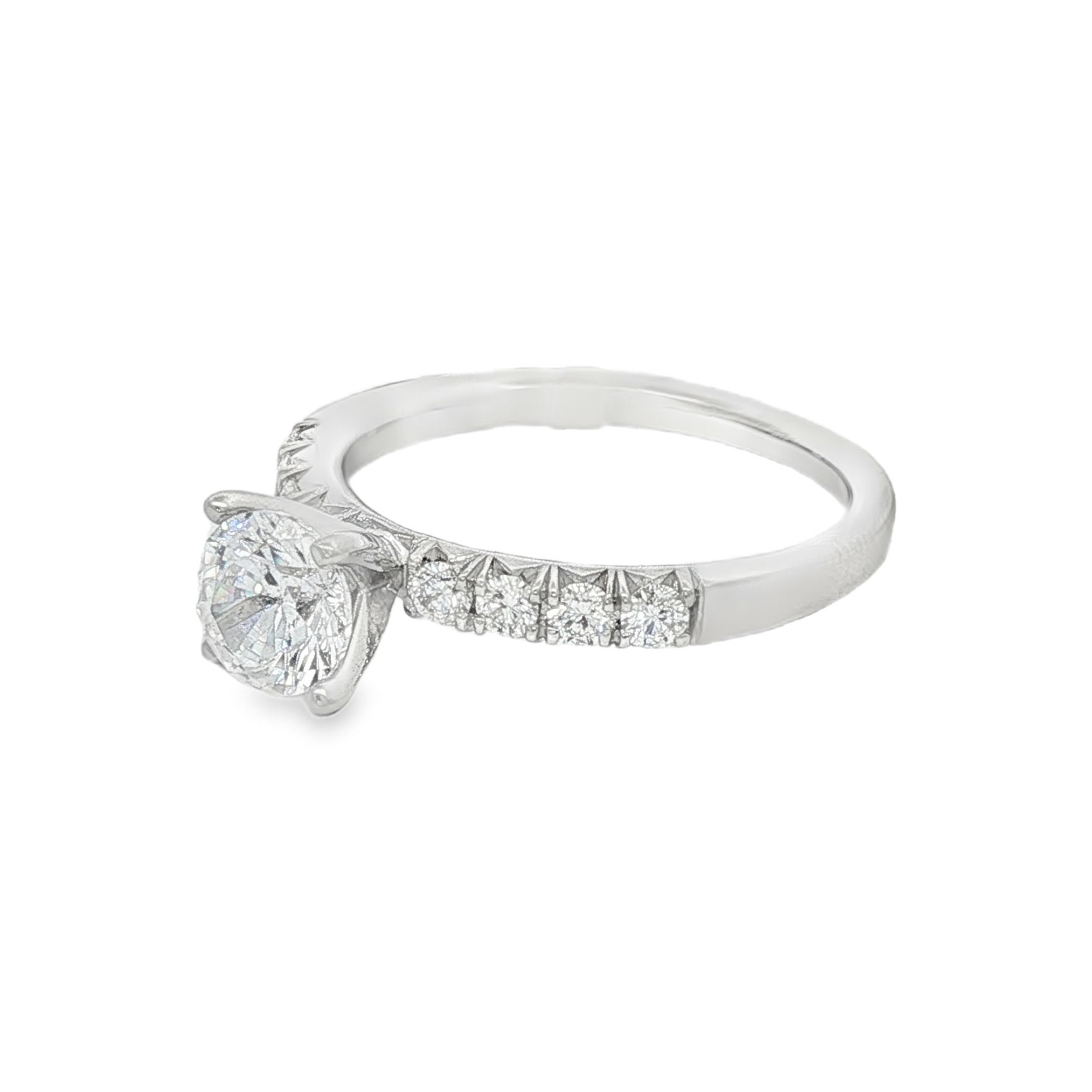 14K White Gold Classic Round Diamond Engagement Ring