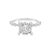 14K White Gold Classic Round Natural Diamonds Engagement Ring