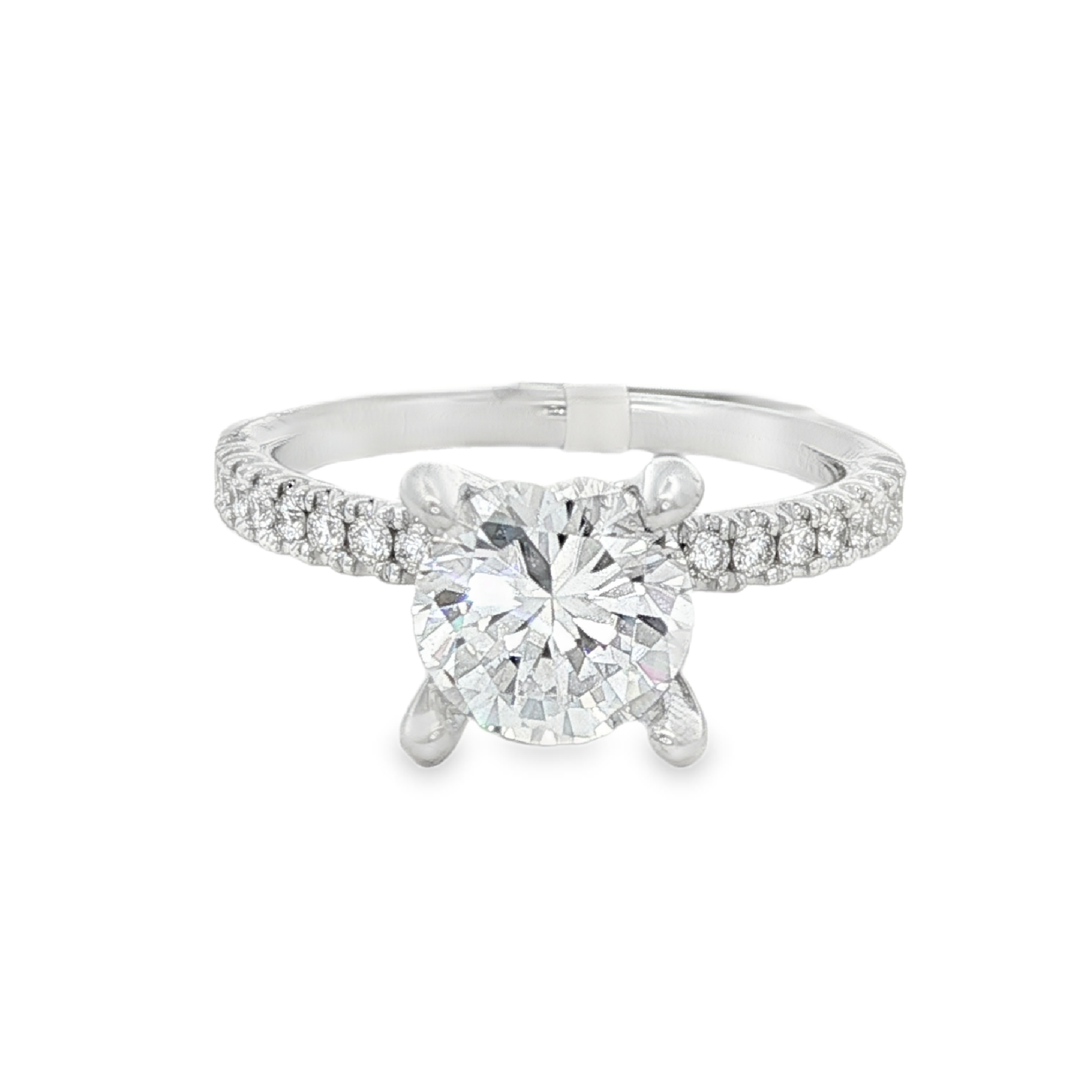 14K White Gold Classic Round Diamond Engagement Ring