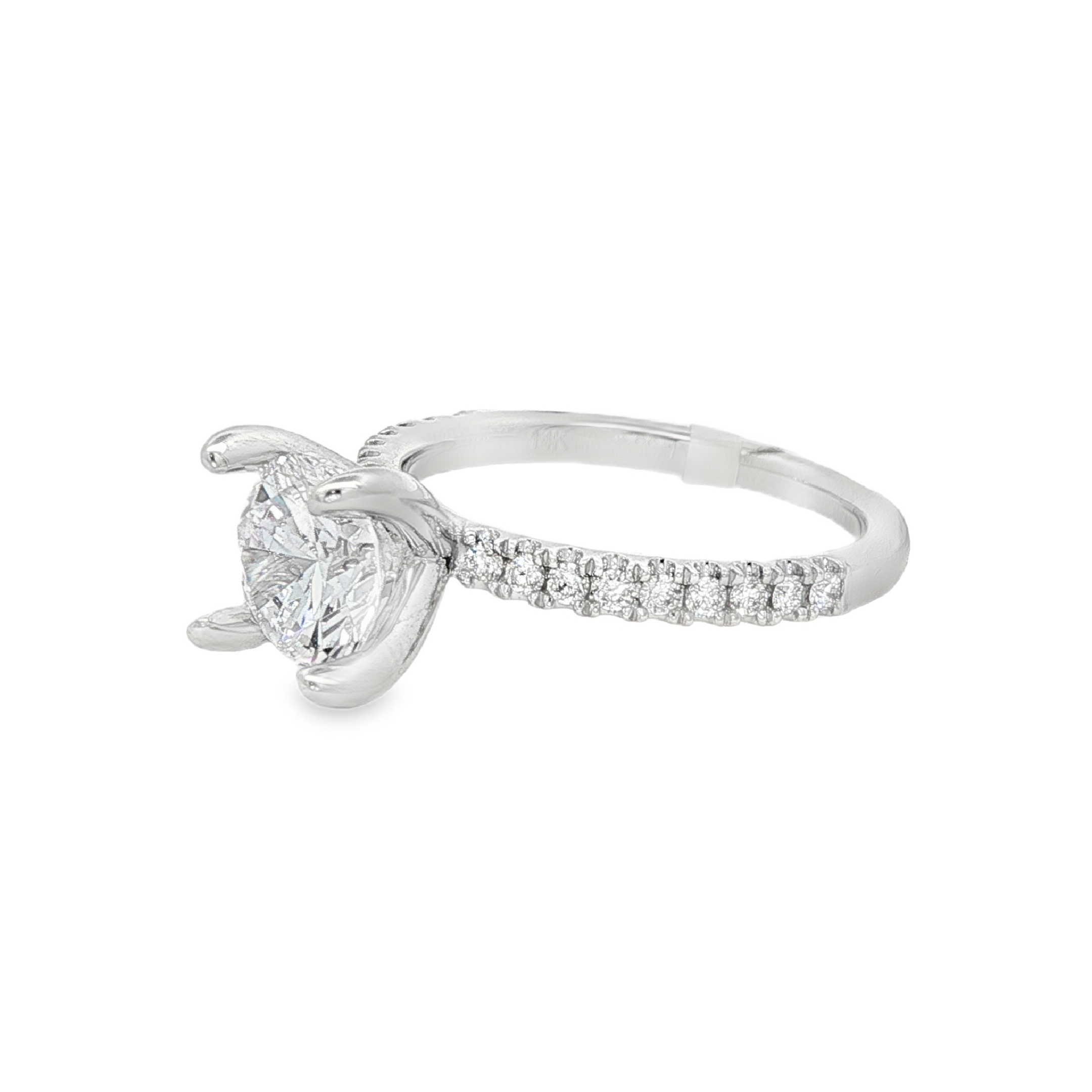14K White Gold Classic Round Diamond Engagement Ring