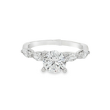 14K White Gold Modern Round Natural Diamonds Engagement Ring