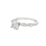 14K White Gold Modern Round Natural Diamonds Engagement Ring