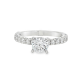 14K White Gold Classic Round Natural Diamonds Engagement Ring
