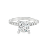 14K White Gold Classic Round Natural Diamonds Engagement Ring