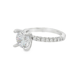 14K White Gold Classic Round Natural Diamonds Engagement Ring