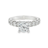 14K White Gold Classic Round Natural Diamonds Engagement Ring