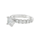 14K White Gold Classic Round Natural Diamonds Engagement Ring