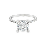 14K White Gold Classic Round Natural Diamonds Engagement Ring