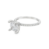 14K White Gold Classic Round Natural Diamonds Engagement Ring