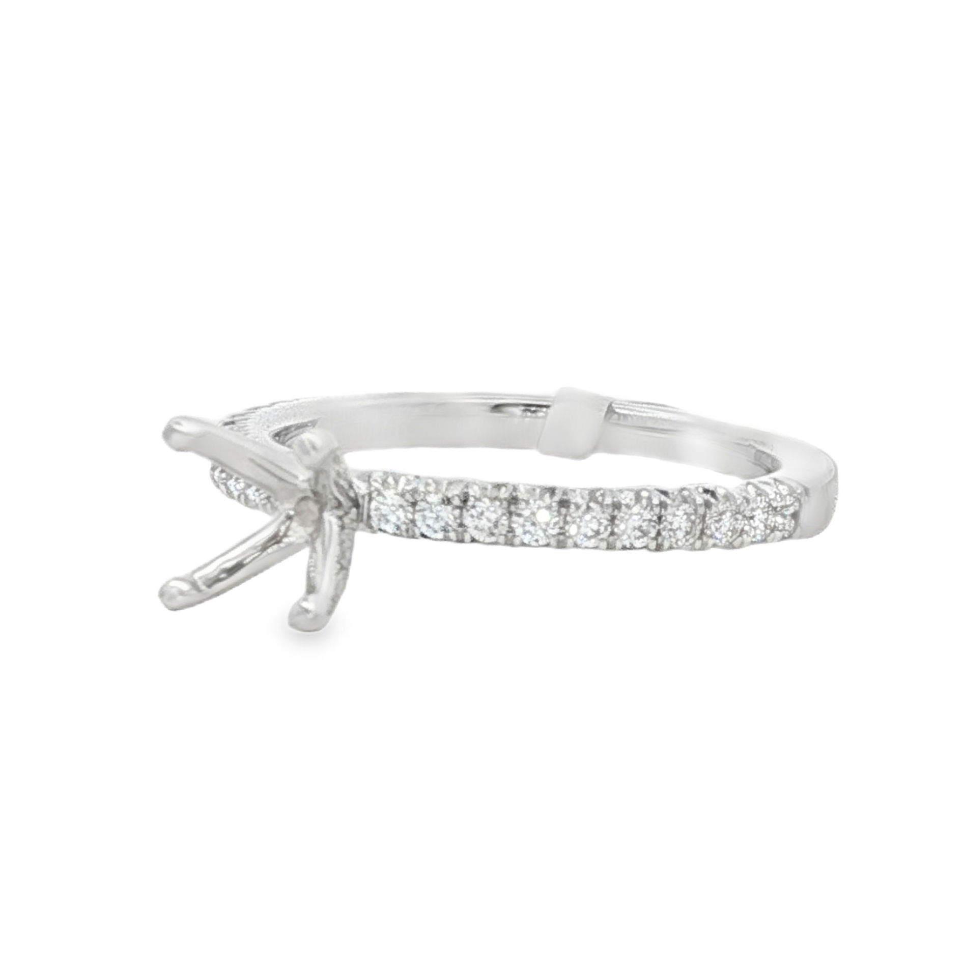 14K White Gold Classic Round Natural Diamonds Engagement Ring