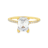 14K Yellow Gold Violet Classic Emerald Cut Natural Diamonds Engagement Ring