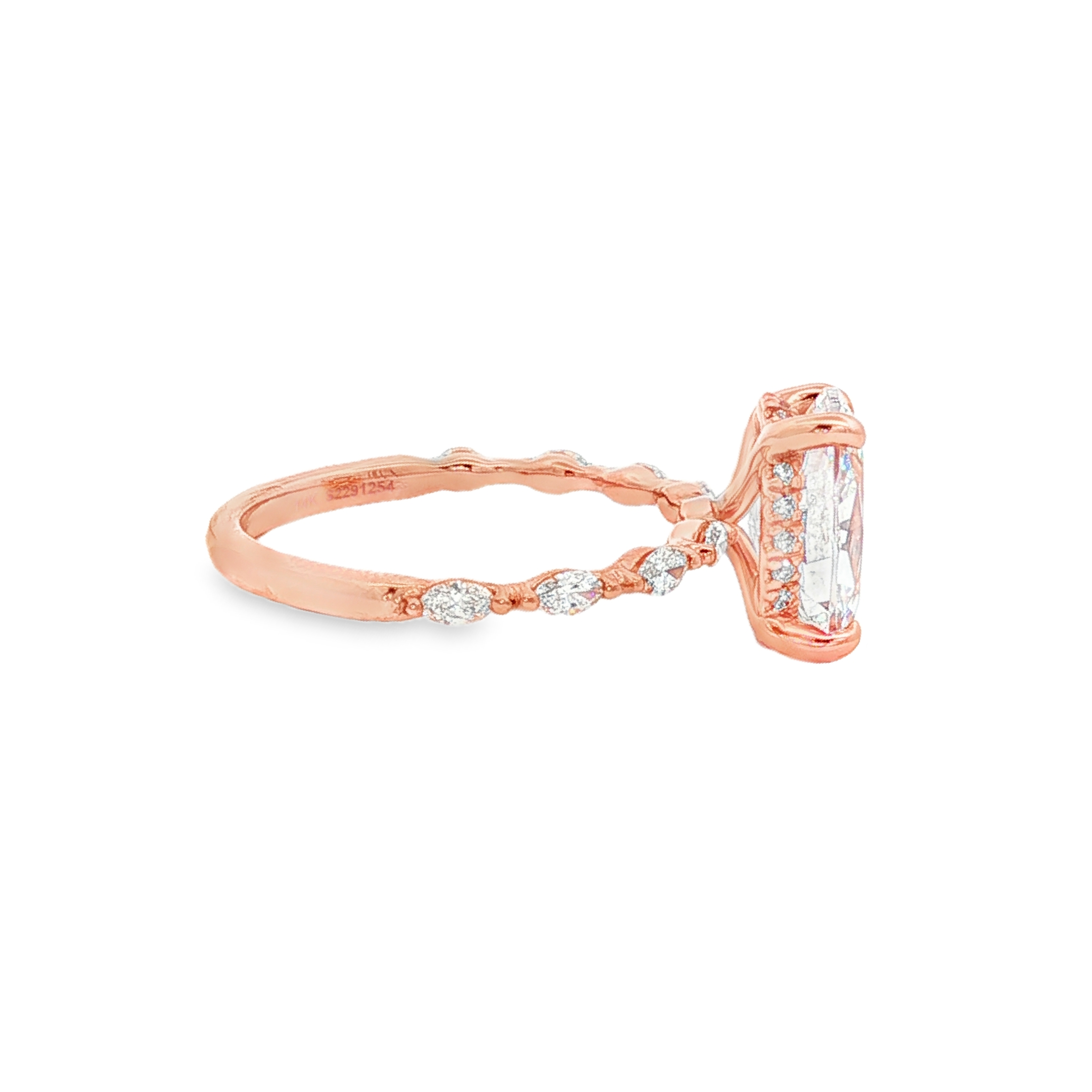 14K Two-Tone Adeena Hidden Halo Oval Natural Diamonds Engagement Ring