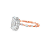 14K Two-Tone Adeena Hidden Halo Oval Natural Diamonds Engagement Ring
