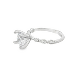 14K White Gold Classic Round Natural Diamonds Engagement Ring