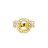 18K Yellow Gold Halo Round Natural Diamond Engagement Ring