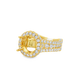 18K Yellow Gold Halo Round Natural Diamond Engagement Ring