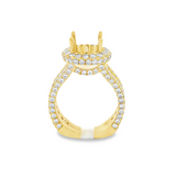 18K Yellow Gold Halo Round Natural Diamond Engagement Ring
