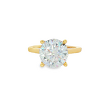 14K Yellow Gold Hidden Halo Cathedral Round Diamond Engagement Ring