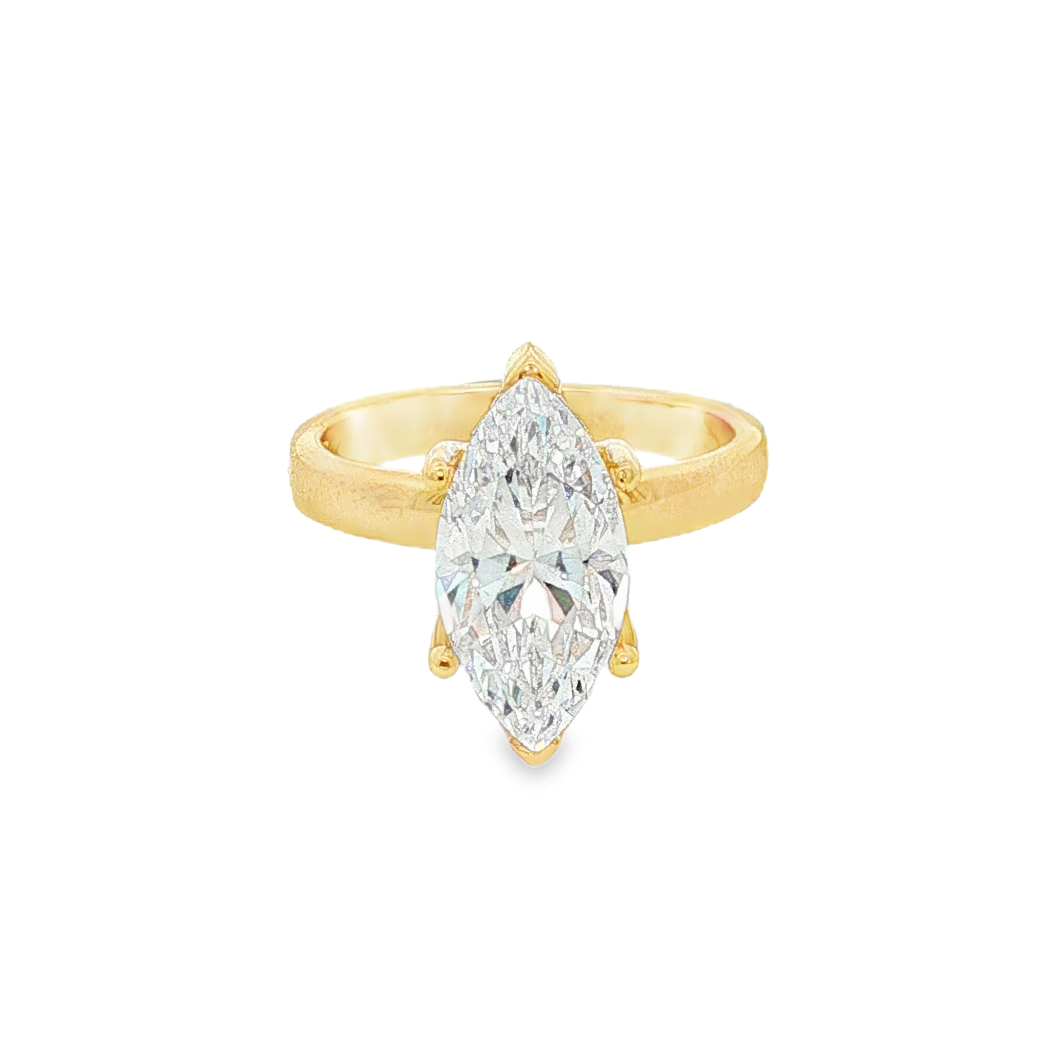 14K Yellow Gold Hidden Halo Marquise Diamond Engagement Ring