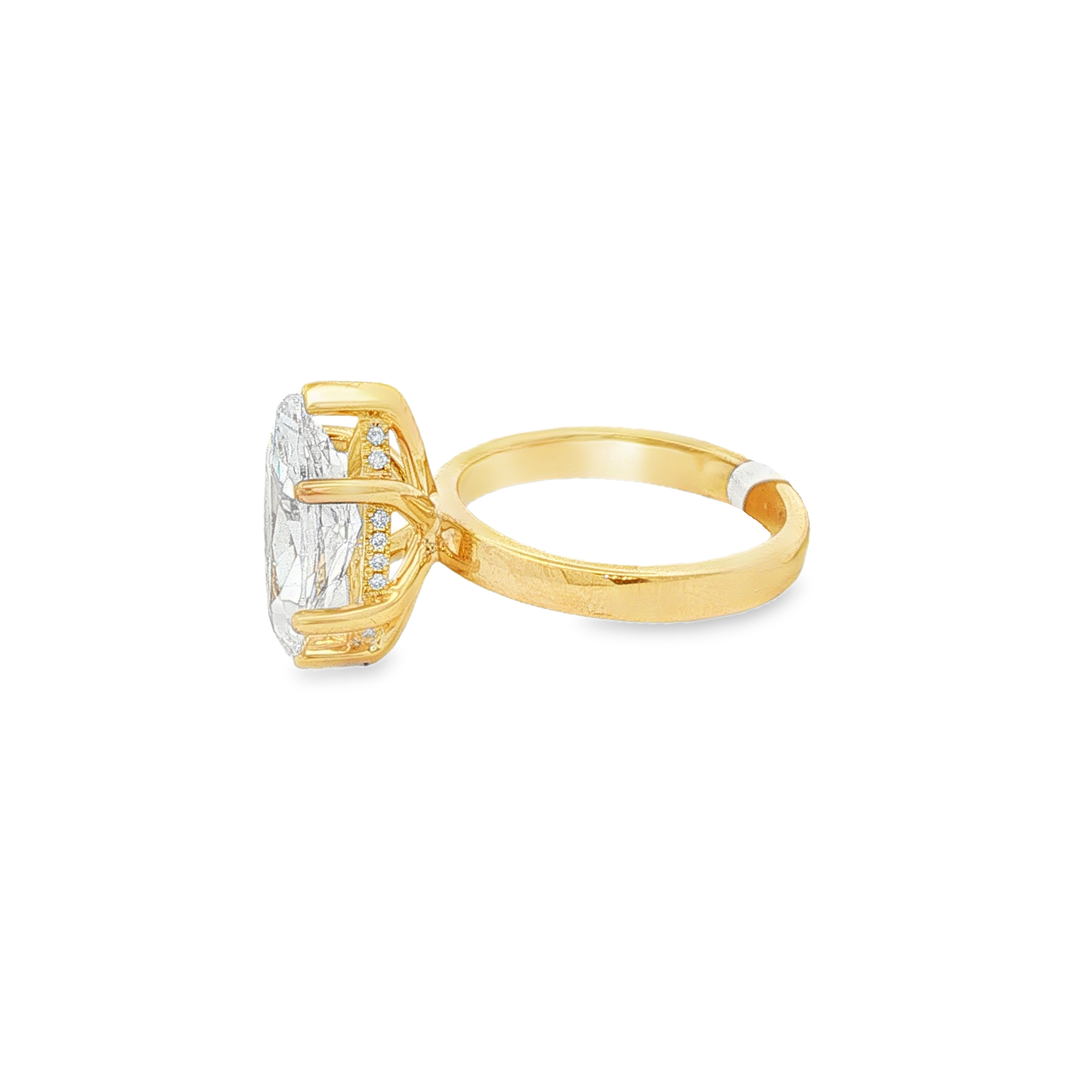 14K Yellow Gold Hidden Halo Marquise Diamond Engagement Ring