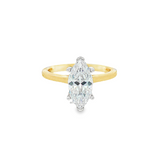 14K Yellow And White Gold Hidden Halo Marquise Diamond Engagement Ring