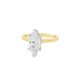 14K Yellow And White Gold Hidden Halo Marquise Diamond Engagement Ring