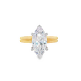 14K Yellow And White Gold Hidden Halo Marquise Diamond Engagement Ring