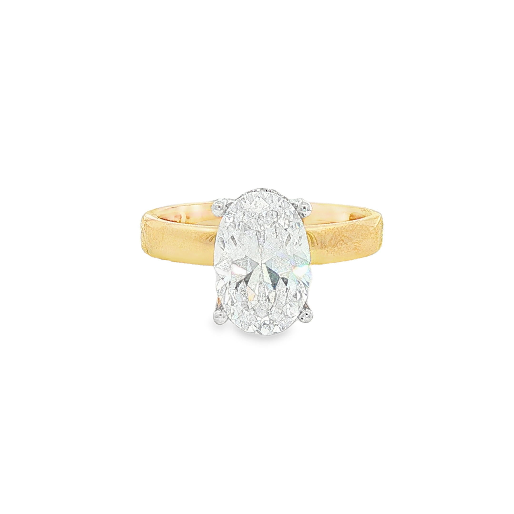 14K Yellow And White Gold Oval Diamond Engagement Ring