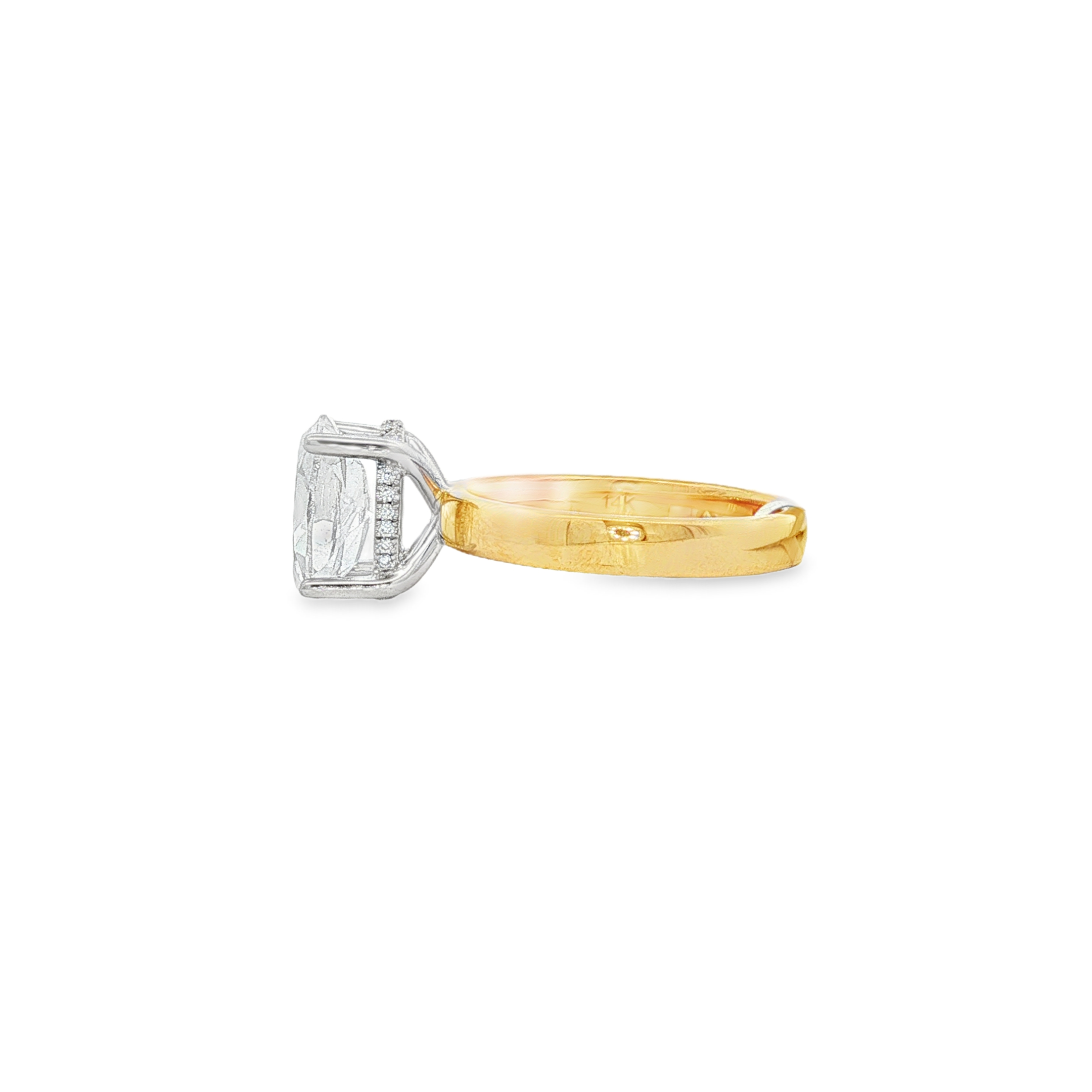 14K Yellow And White Gold Oval Diamond Engagement Ring