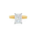 14K Yellow And White Gold Hidden Halo Radiant Diamond Engagement Ring