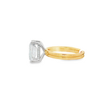 14K Yellow And White Gold Hidden Halo Radiant Diamond Engagement Ring