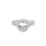 18K White Gold Halo Round Natural Diamonds Engagement Ring