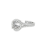 18K White Gold Halo Round Natural Diamonds Engagement Ring