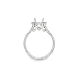 18K White Gold Halo Round Natural Diamonds Engagement Ring