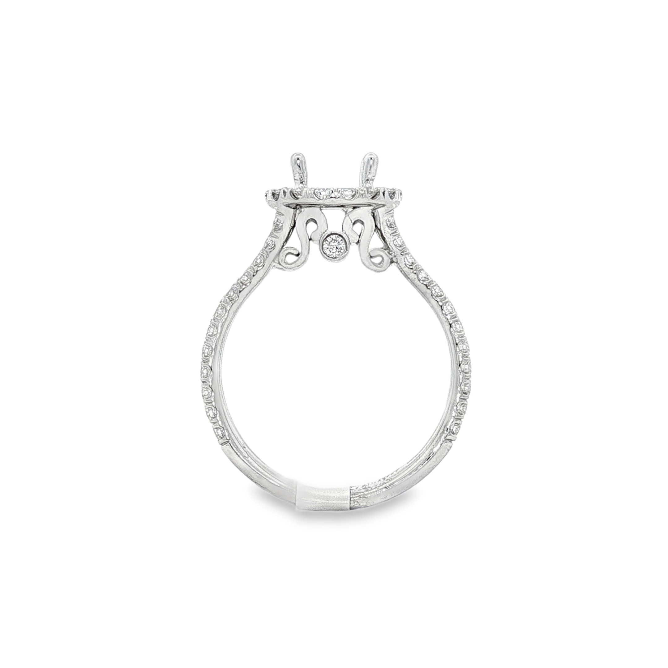 18K White Gold Halo Round Natural Diamonds Engagement Ring