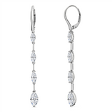 18K White Gold Dangle Natural Diamonds Earrings