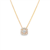 14K Yellow Gold Natural Diamonds Cushion Halo Pendant