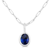 14K White Gold Sapphire Solitaire Pendant