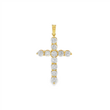 14K Yellow Gold Natural Diamonds Cross Pendant