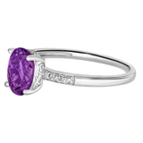 February Birthstone Rings: 14K White Gold Diamond And Amethyst Ring