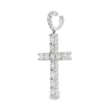 18K White Gold Natural Diamonds Cross Hinged Pendant