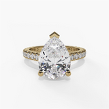 14K Yellow Gold Classic Pear Natural Diamonds Engagement Ring