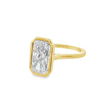 14K Yellow Gold 3.07Ct Rectangular Lab Grown Diamonds Solitaire Engagement Ring